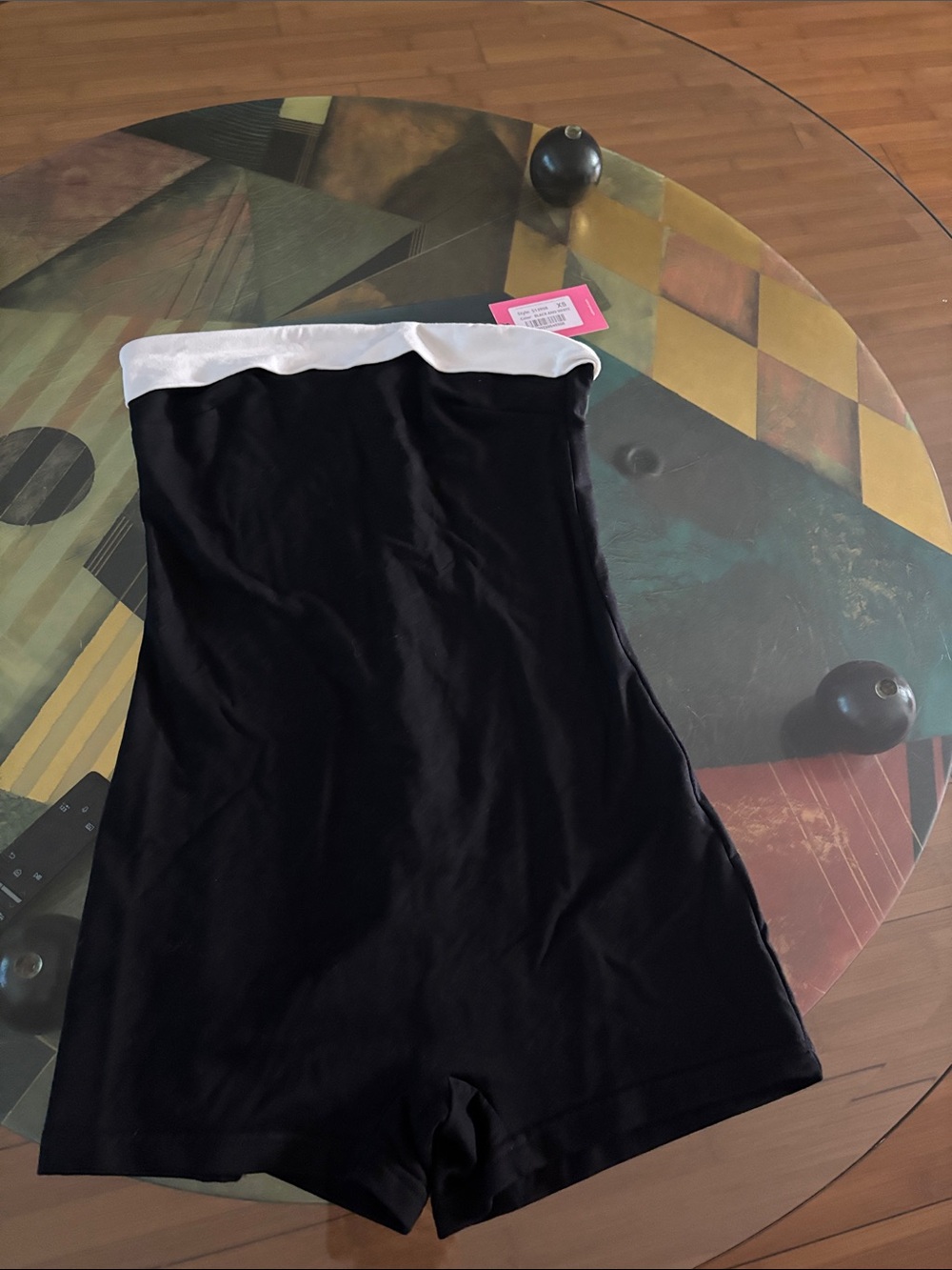 Edikted Black Bike Shorts with White Fold-Over Waistband